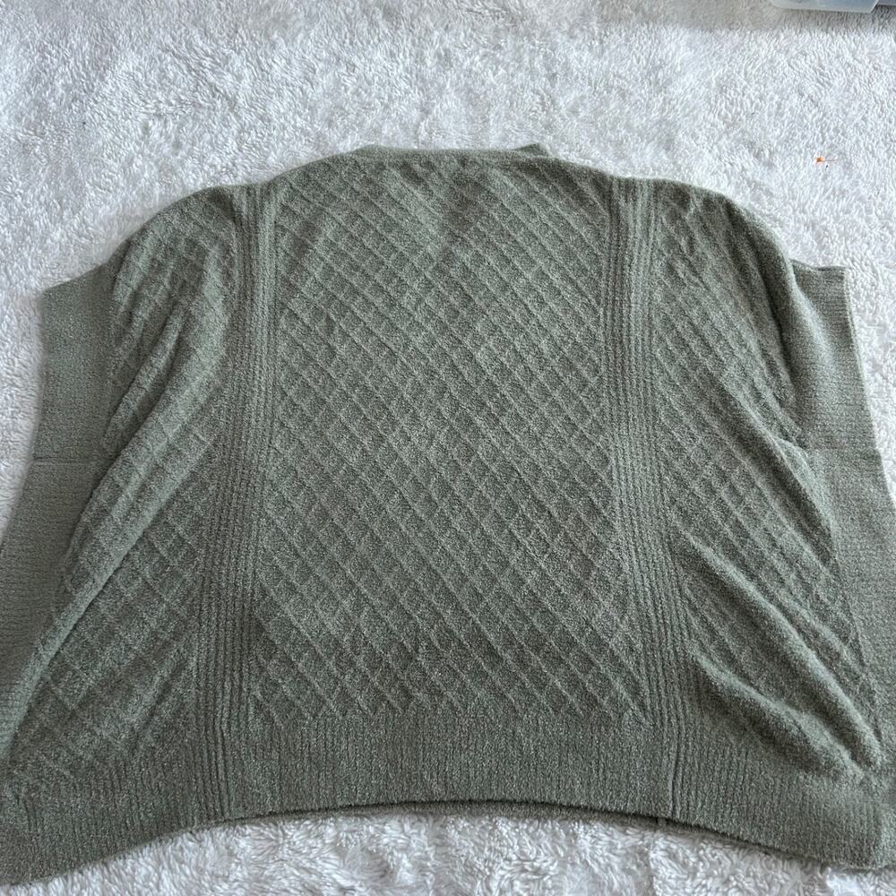Barefoot Dreams XXS/XS CozyChic Lite Split Neck Diamond Poncho Green Lounge - Picture 2 of 6